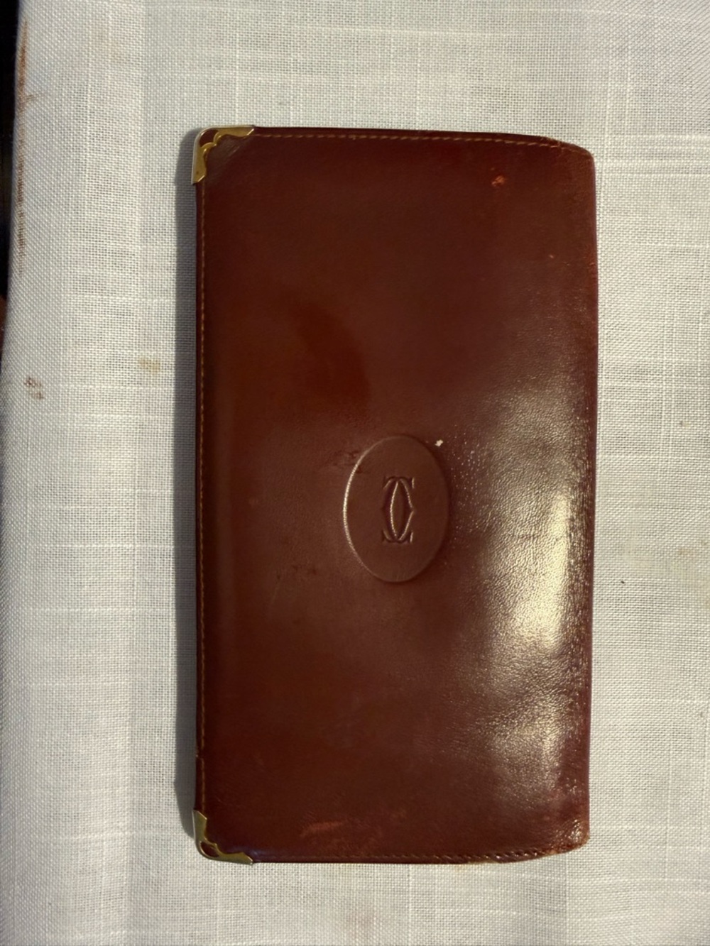 Cartier Leather Long Wallet with Gold-Tone Corners